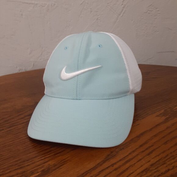 Nike Golf Adult Flex Fit One Size Stretch Hat Nikegolf Cap Mesh Light Blue - Picture 1 of 10
